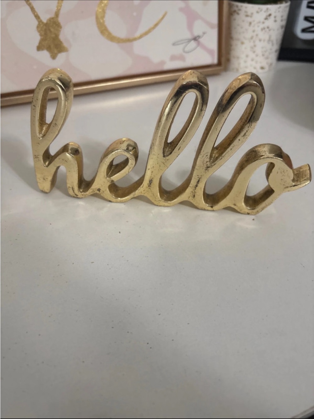 Gold 'hello' Script Wall Decor Accent